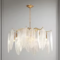 Feather Shaped Transparent Chandelier with Gold Frame and Modern Elegant Design for Interior Decoration