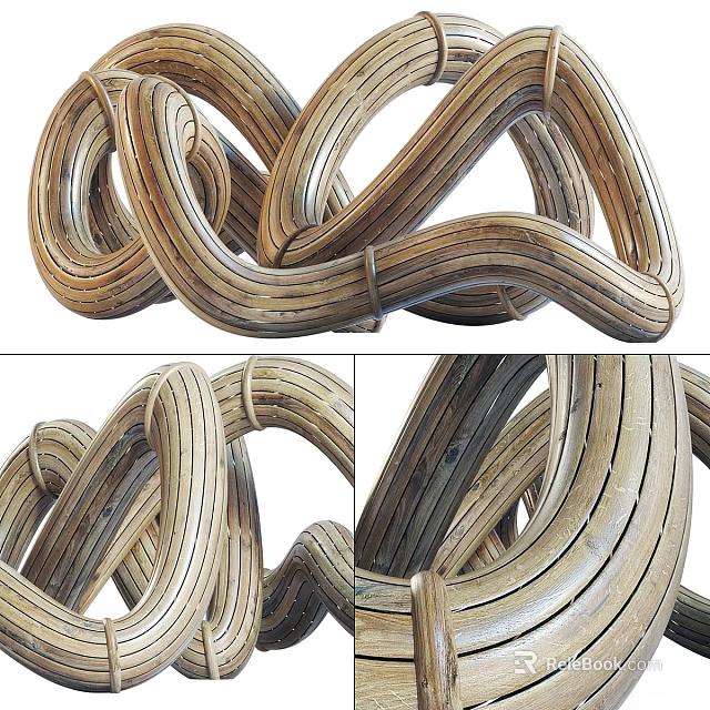 Artistic Wooden Curved Intertwined Architectural Component Decorative Structure Design 3d model 