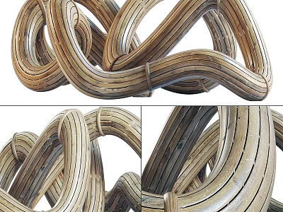 Artistic Wooden Curved Intertwined Architectural Component Decorative Structure Design 3d model