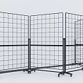 Black Metal Grid Partition With Multiple Panels And Wheels For Room Dividing 3d model