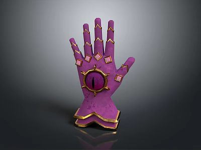 Elaborate Purple Decorative Glove With Golden Trims And Central Gemstone Design 3d model
