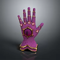 Elaborate Purple Decorative Glove With Golden Trims And Central Gemstone Design
