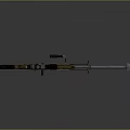 Golden And Black Sniper Rifle With Scope Long Barrel And Decorative Details