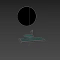 Elegant Teal Bathroom Sink With Circular Mirror Countertop And Modern Faucet