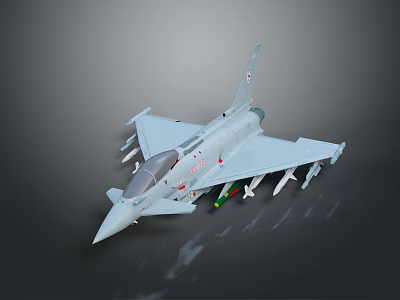 Detailed Gray Fighter Jet Model With Missiles And Markings On Dark Background 3d model