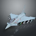 Detailed Gray Fighter Jet Model With Missiles And Markings On Dark Background