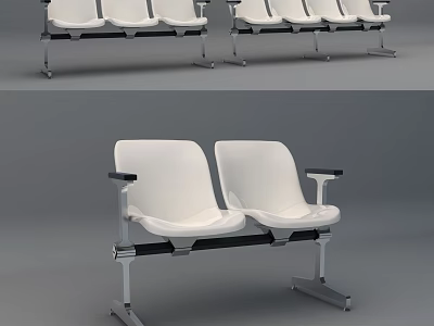 Modern Public Chairs With White Seats And Metal Frame For Waiting Areas 3d model