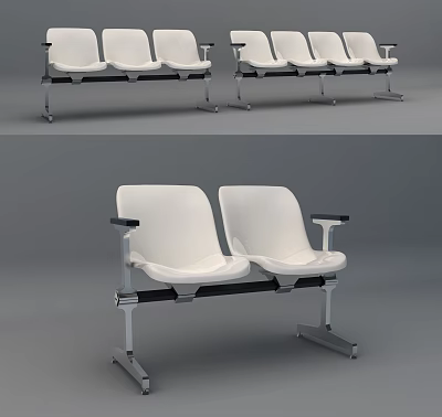 Modern Public Chairs With White Seats And Metal Frame For Waiting Areas 3d model