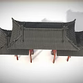 Chinese Ancient Archway Traditional Wooden Structure With Multiple Pillars Colorful Paintings And Dougong Brackets
