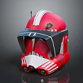 Red White Striped Helmet With Military Style Design Glossy Finish And Black Visor