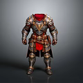 Medieval Warrior Battle Armor With Metallic Finish Red Lining And Golden Accents