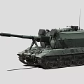 Modern Military Tank With Long Barrel Turret And Armored Tracks Design