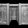 Public Facility Modern Automatic Elevator Featuring Glass Doors And Stainless Steel Frame 3d model