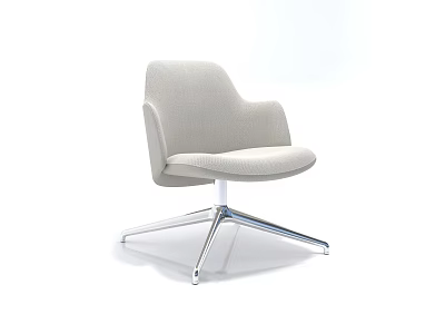 Light Gray Fabric Office Chair With Ergonomic Armrests And Metal Star Base 3d model