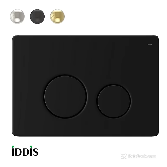 Sleek Black Switch Panel Featuring Two Circular Switches And Modern Design 3d model