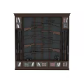 Organized Wooden Gun Display Cabinet With Shotguns Rifles And Hunting Items