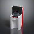 White And Red Self Service Kiosk With Transparent Top Cover And Display Screen 3d model
