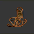 Stylish Orange Rocking Chair With Woven Seat Backrest Curved Armrests And Rocking Legs