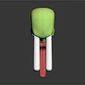 Green Abstract Cartoon Creature With White Tube Eyes Open Mouth And Long Red Tongue