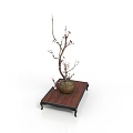 Decorative Vase with Branches and Pink Flowers on Dark Wooden Tray Home Decor Accent
