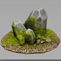 Natural Wood Stone Landscape Ornament With Moss Covered Rocks Grass And Pebbles