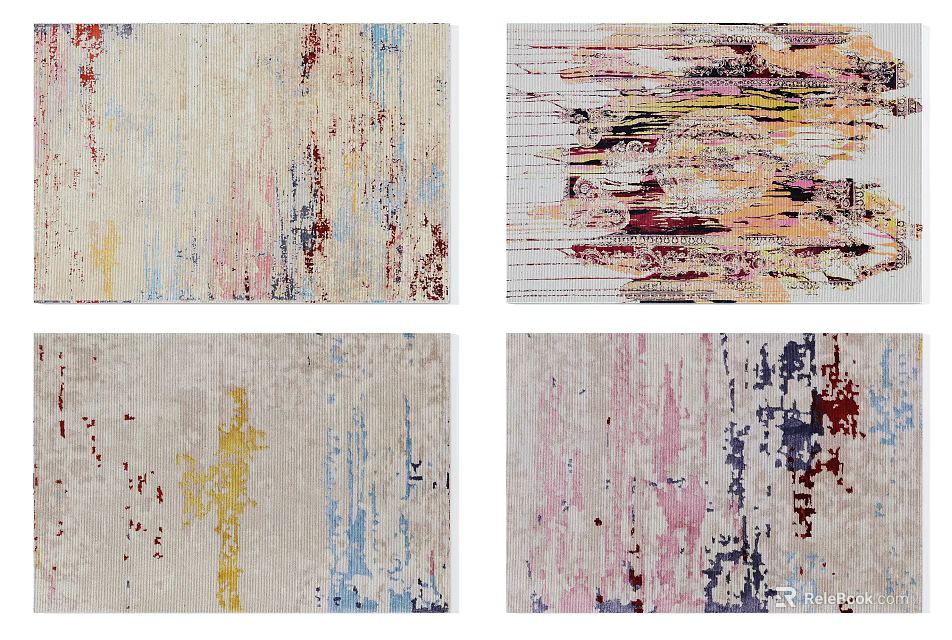 Square Rugs With Colorful Abstract Patterns And Vibrant Artistic Designs 3d model