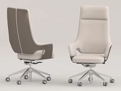 Two Styles Light Beige Office Chair With Adjustable Backrest And Metal Base Caster Wheels 3d model