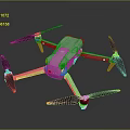 White Modern Drone with Four Propellers and Orange Accents 3d model