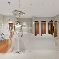 Modern Clothing Store Interior With Display Windows And Hanging Racks