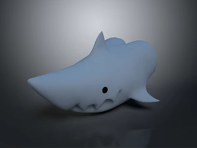 Cartoon Shark 3D Model with White Color and Simple Aquatic Animal Design 3d model