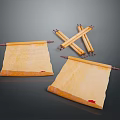 Vintage Scroll Furniture With Yellow Paper And Red Seal Accents