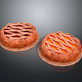 Two Golden Pies With Lattice Crust Placed On Brown Plates Against Dark Background