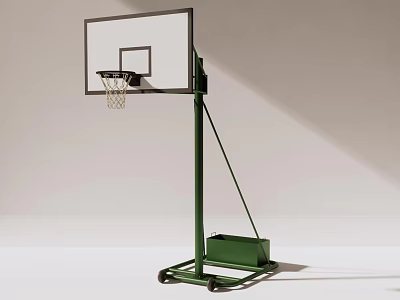 Portable Basketball Hoop Sports Equipment With Green Frame Mobile Base And Backboard 3d model