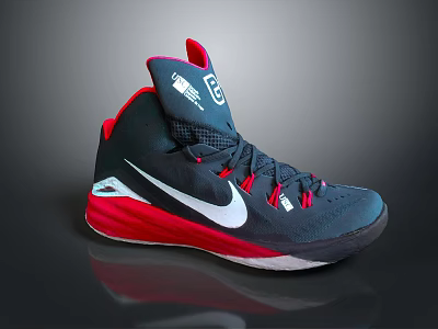 Nike High Top Sports Sneakers Black Red White Stylish Lace Up Comfortable Sole Design 3d model