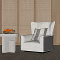 Modern single sofa chair side table combination 3d model