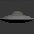 Alien Creature Flying Saucer UFO With Silver Dome Gray Base And Yellow Dots