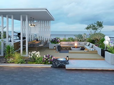 Modern Garden Courtyard Roof Garden Gazebo Corridor Rack Outdoor Landscape Sofa Plant Combination 3d model