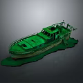 Old Green Boat With Deck Cabin And Rustic Design For Water Transport