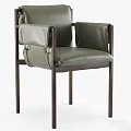 Elegant Dark Green Leather Leisure Chair With Metal Frame Design