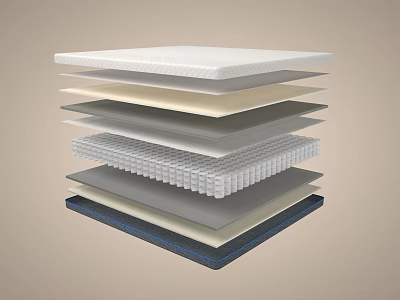 Mattress Layer Structure With Comfort Foam Support Spring And Material Layers 3d model