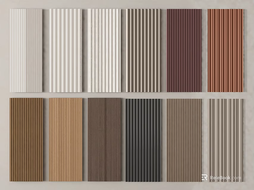 Interior Decorative Wall Paneling In Various Colors With Striped Texture Designs 3d model 