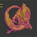 Red Yellow Mythical Dragon with Flaming Accents Sharp Claws and Dynamic 3D Render Design