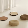 Round Woven Floor Cushions in Different Textured Fabrics for Modern Living Space
