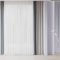 White Sheer Curtains In Modern Interior With Gray Frame Light Filtering Design 3d model