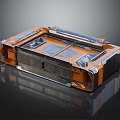 Detailed Modern Industrial Mechanical Assembly with Orange Gray Panels and Components 3d model