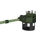 3D Rendered Military Tank Turret Weapon with Long Barrel Top Sensors and Circular Base