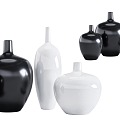 Ceramic Vase European Vase American Vase White Vase Combination Black Vase Combination 3d model