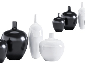 Ceramic Vase European Vase American Vase White Vase Combination Black Vase Combination 3d model