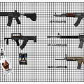 Assault Rifles Displayed On Grid Wall With Model Cards And Different Models 3d model