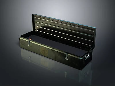 Open Black Toolbox With Metal Latches Handle And Long Rectangular Design 3d model